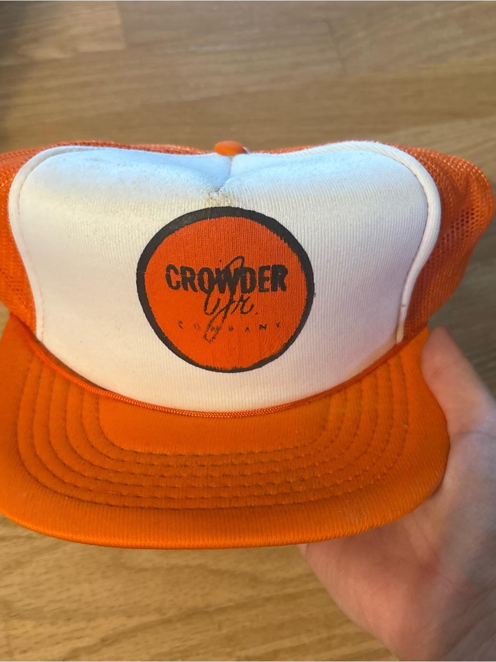 Vintage Orange Crowder Company Logo Trucker Hat SnapBack